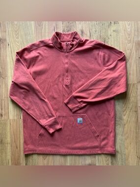 Carhartt Relaxed Fit Burnt Orange Mens XL Heavyweight 1/2 Mock Thermal Shirt